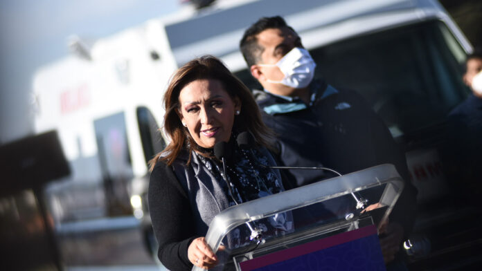 Lorena Cuéllar Cisneros destacó que la delincuencia ha disminuido en un 14.5% en lo que va de su administración estatal. Foto: Es Imagen